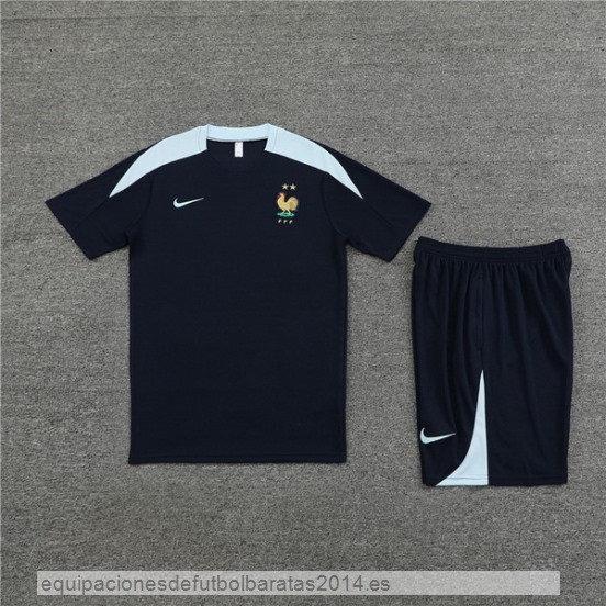 Nuevo Entrenamiento Conjunto Completo Francia 2024 Azul Marino Baratas